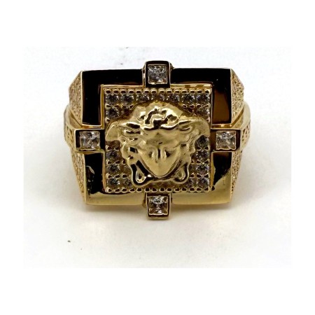 Anillo medusa circonitas de oro 18k